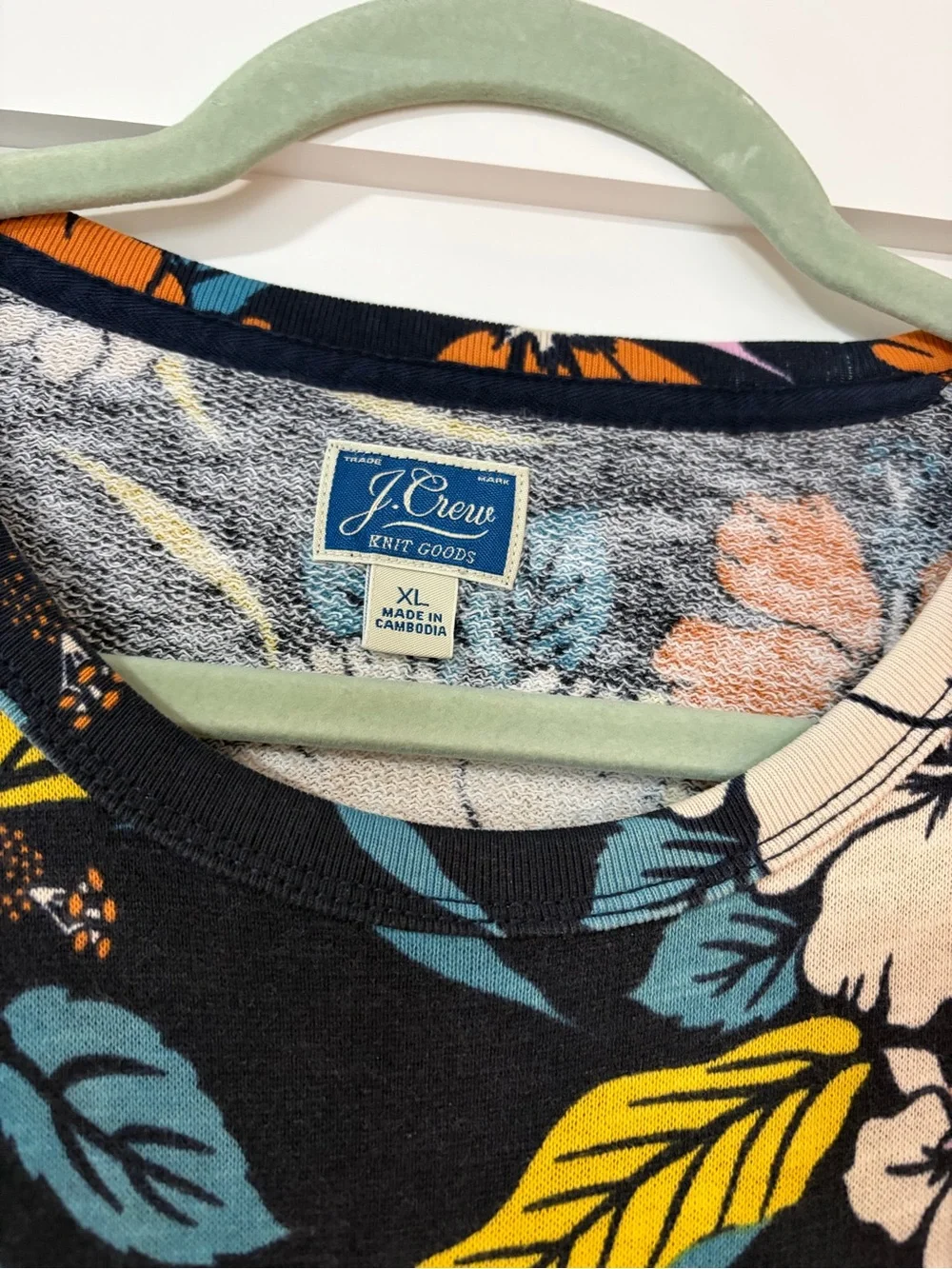 J. Crew Lightweight sunfaded french terry sweatshirt in Hawaiian print